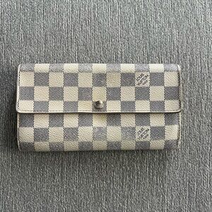 Louis Vuitton Authentic Sarah Portefeuille Long Wallet Damier Azur